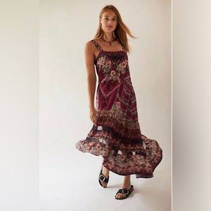 Anthropologie Lovett Tiered Tunic Maxi Dress Size M
